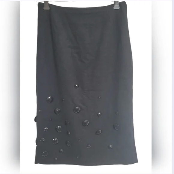 VINTAGE Tom and Linda Platt Cashmere Wool Blend Beaded Skirt S - Picture 1 of 4